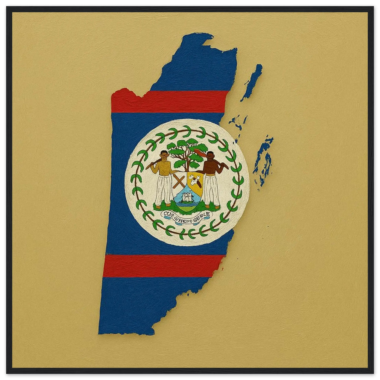 Cadre drapeau belize en bois finition élégante et durable