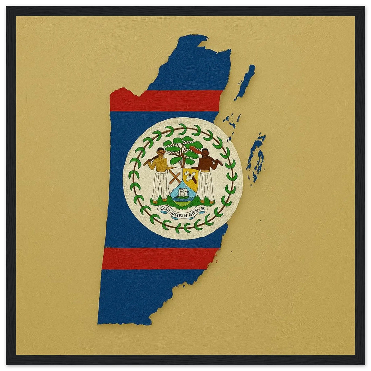 Cadre drapeau belize en bois finition élégante et durable