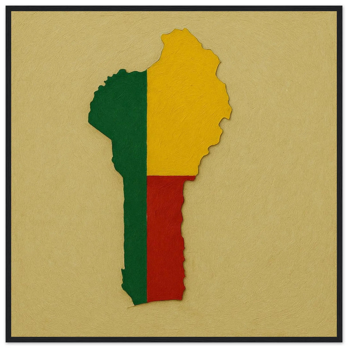 Cadre drapeau bénin en bois finition décorative