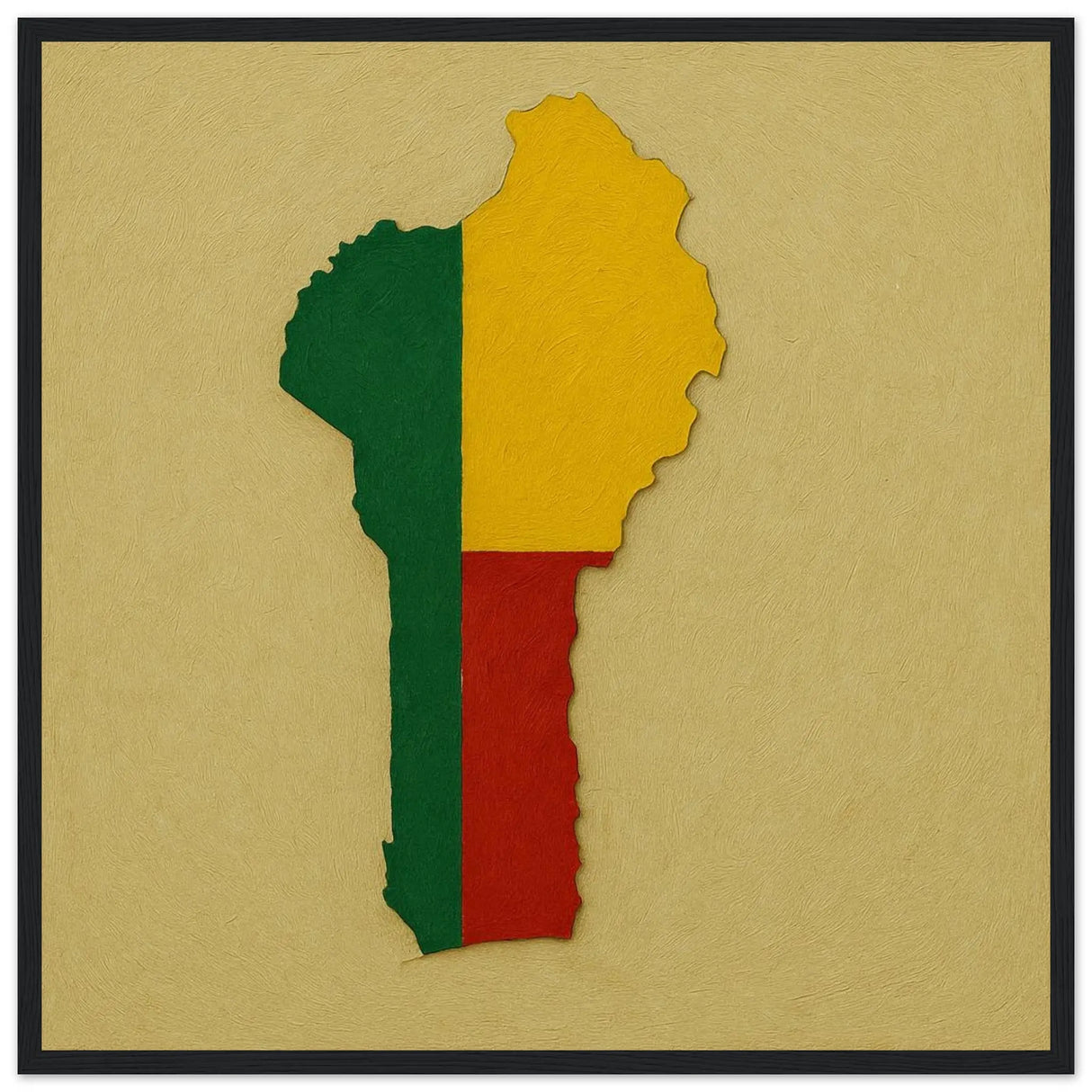 Cadre drapeau bénin en bois finition décorative