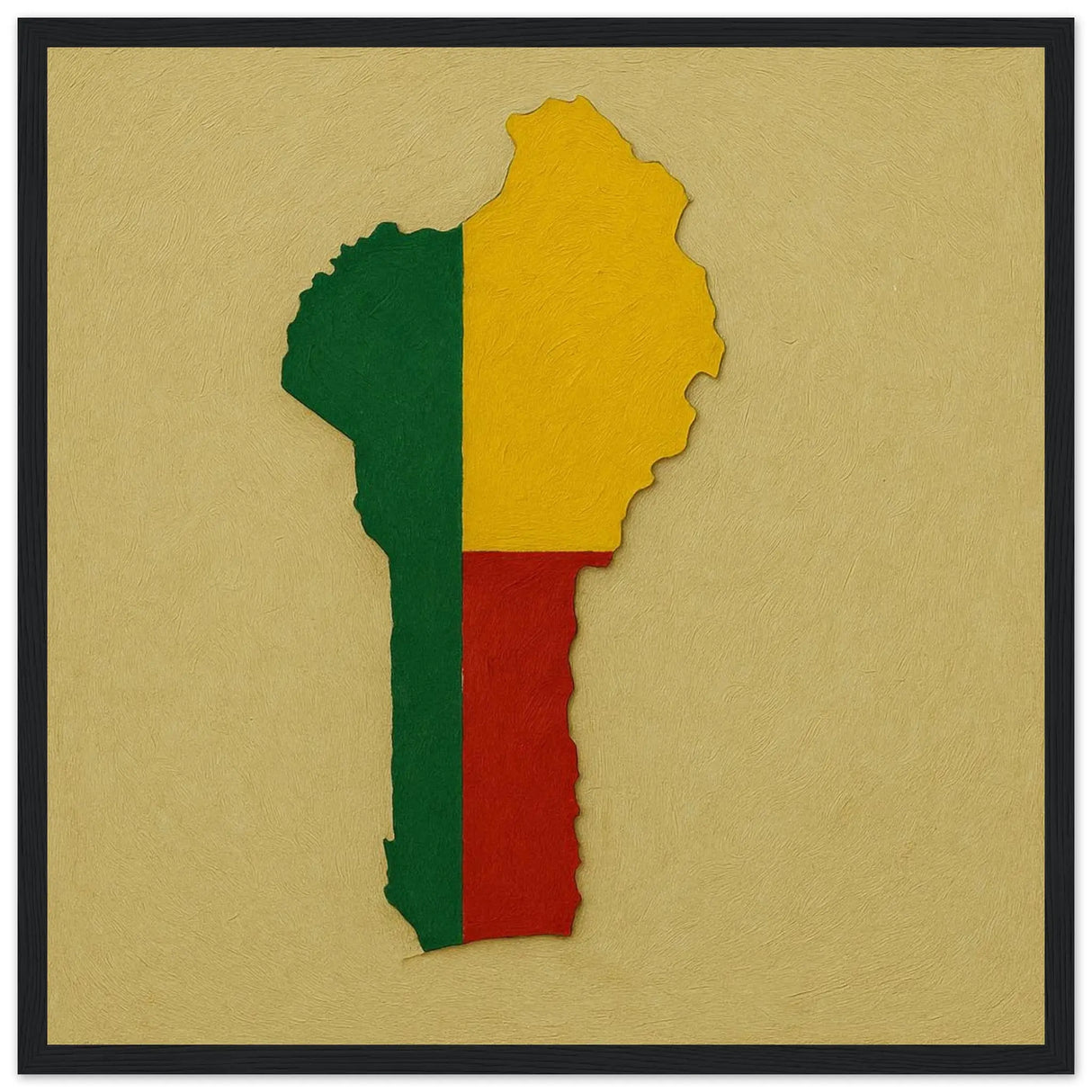 Cadre drapeau bénin en bois finition décorative