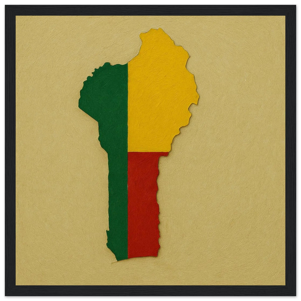 Cadre drapeau bénin en bois finition décorative