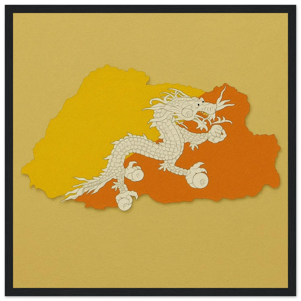 Cadre drapeau bhoutan en bois affiche encadrée décorative