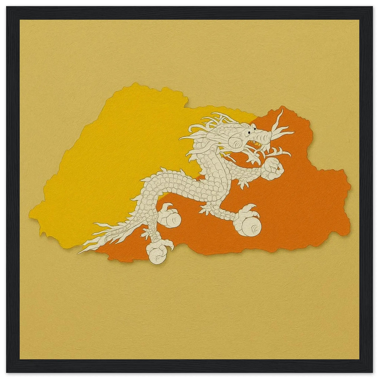 Cadre drapeau bhoutan en bois affiche encadrée décorative