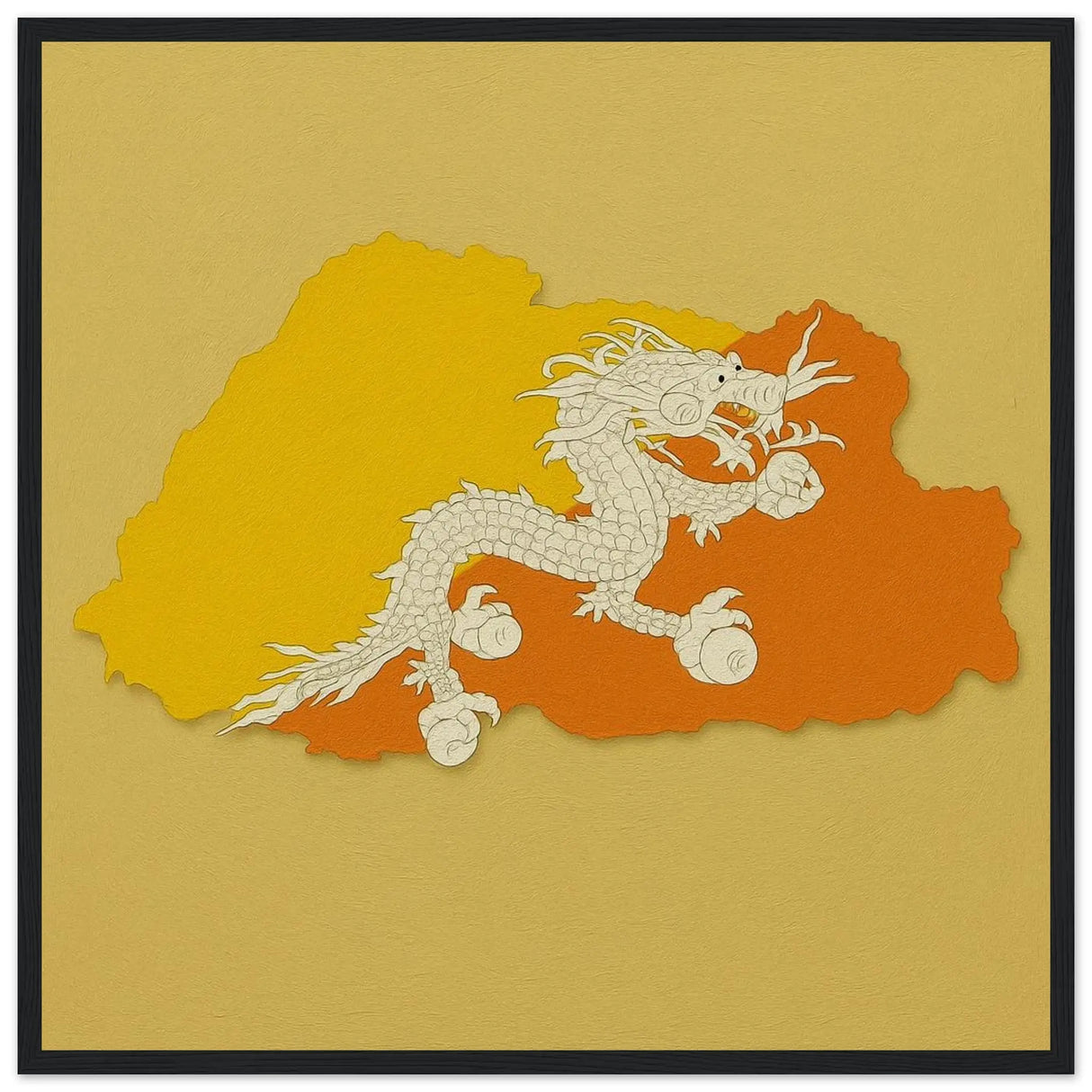 Cadre drapeau bhoutan en bois affiche encadrée décorative