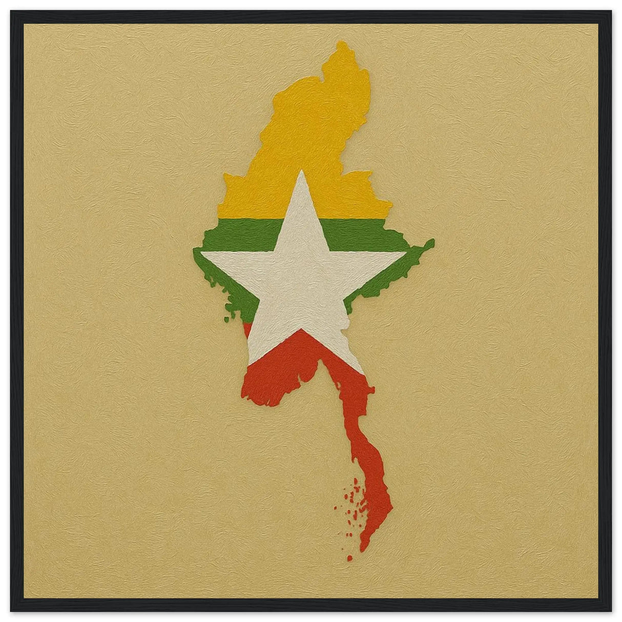 Cadre drapeau birmanie affiche encadrée bois décoratif