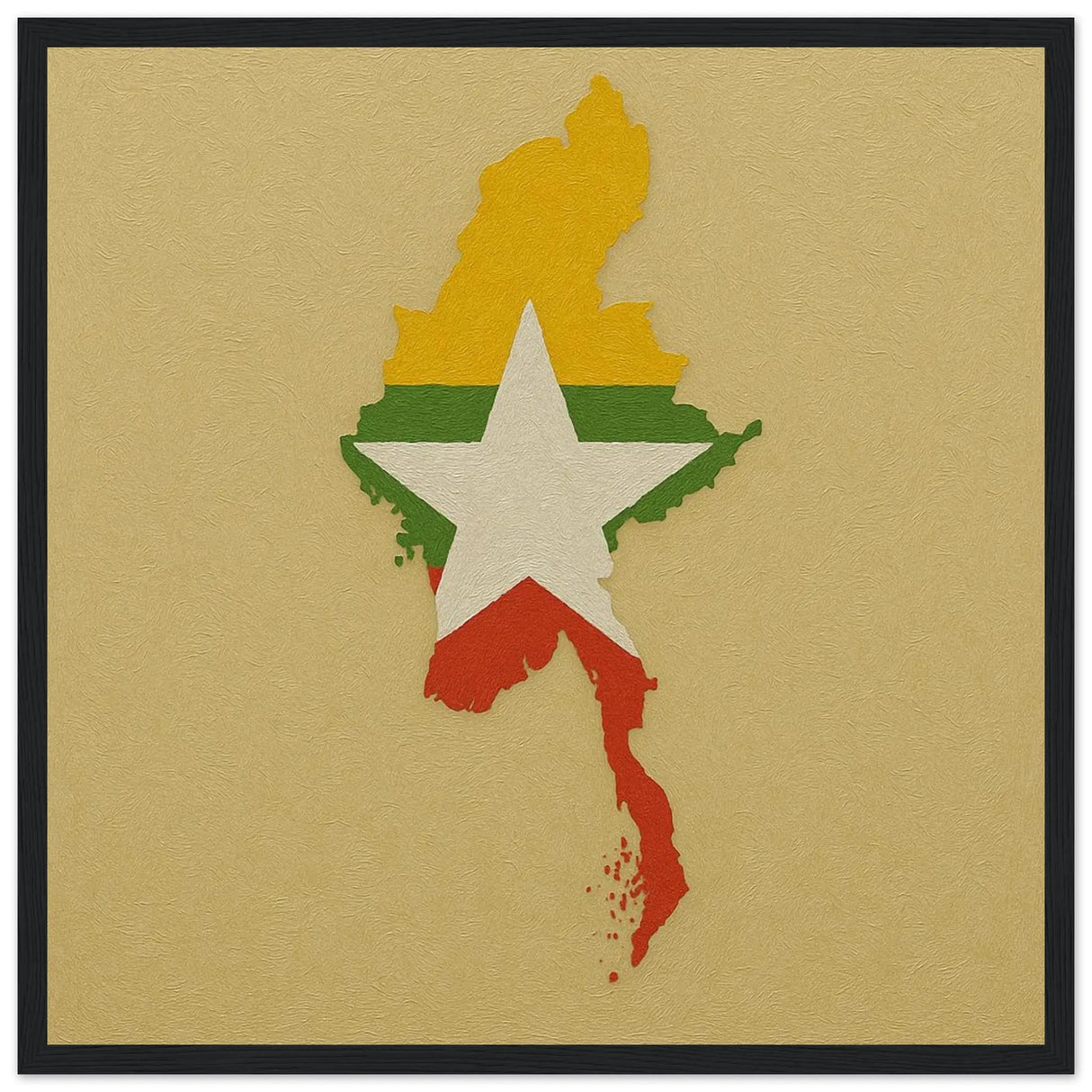 Cadre drapeau birmanie affiche encadrée bois décoratif