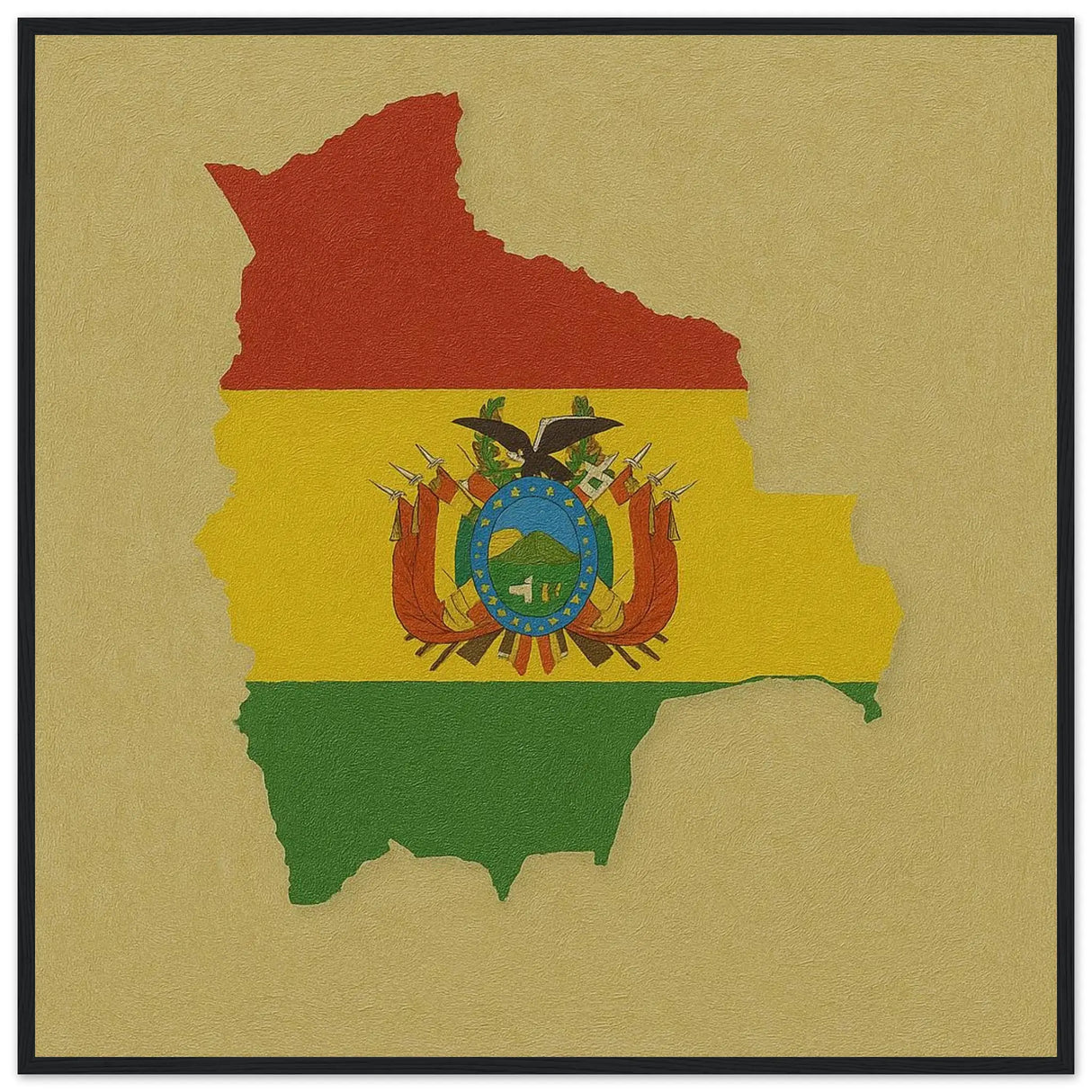 Cadre drapeau bolivie en bois affiche encadrée décorative