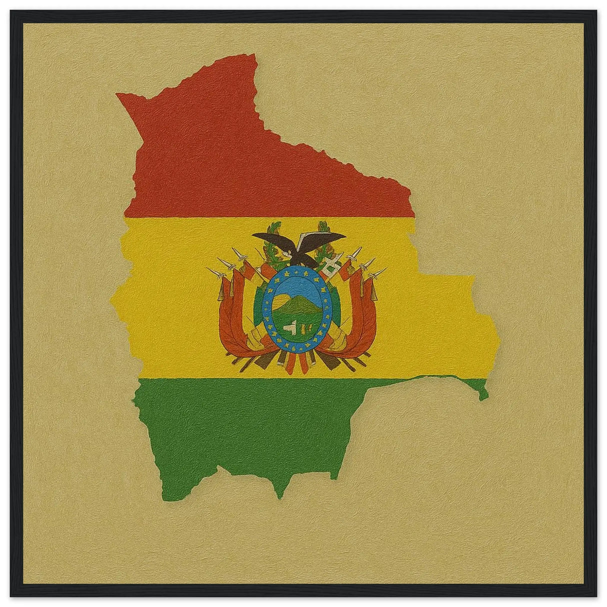 Cadre drapeau bolivie en bois affiche encadrée décorative