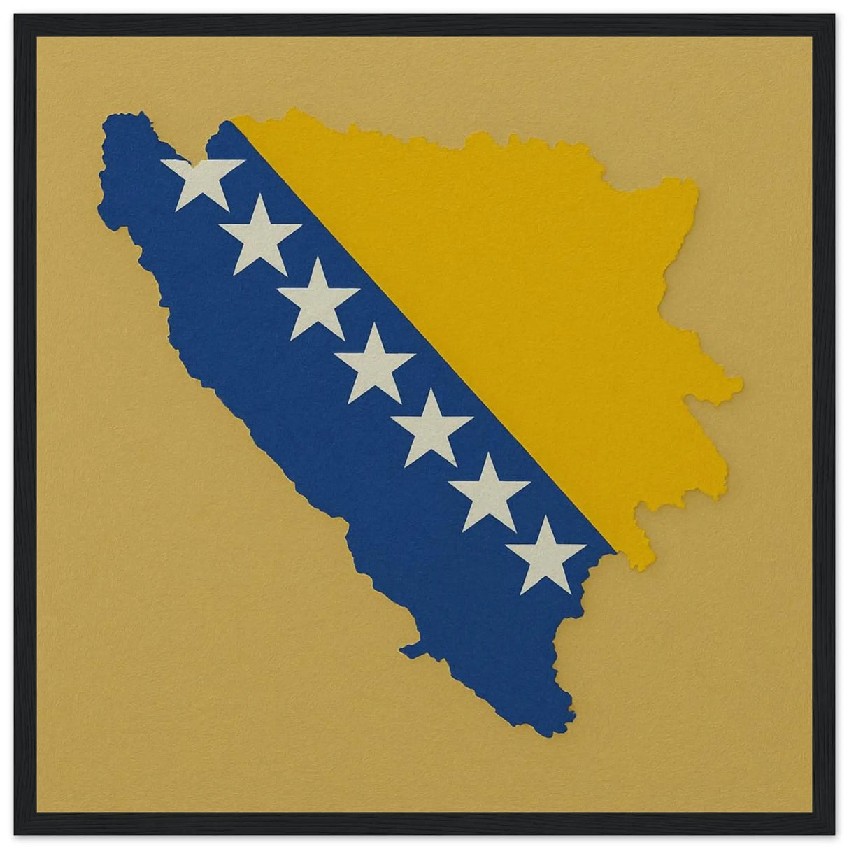 Cadre drapeau bosnie-herzégovine affiche encadrée bois