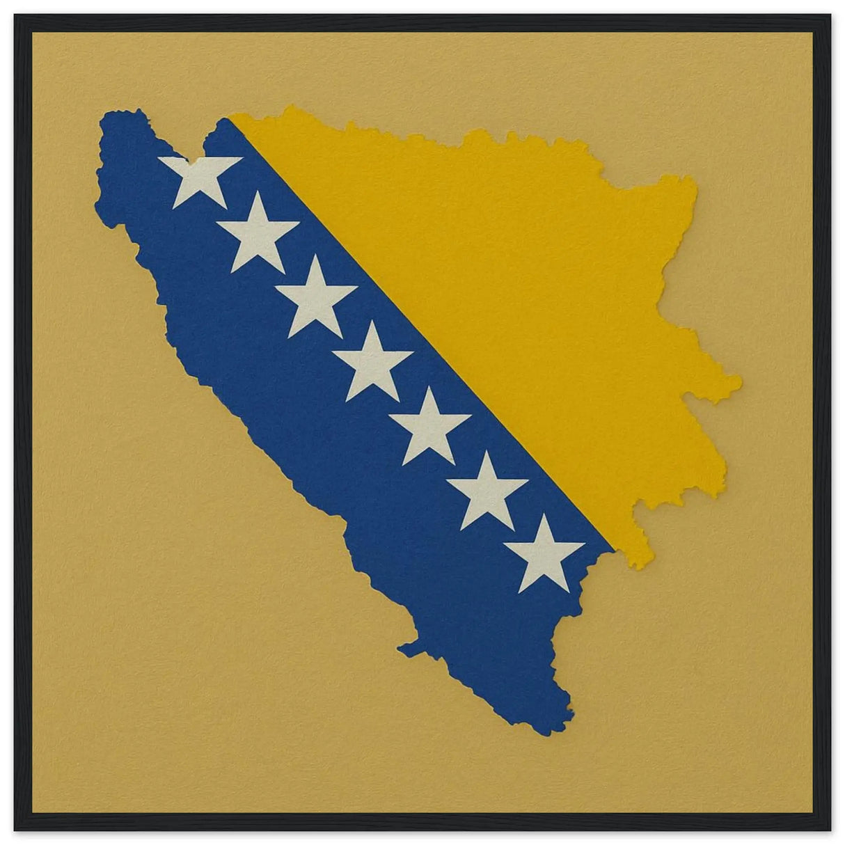 Cadre drapeau bosnie-herzégovine affiche encadrée bois