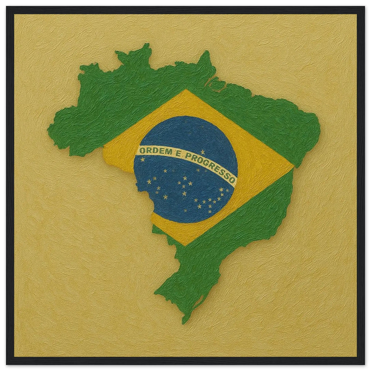 Cadre drapeau brésil en bois finition élégante décorative