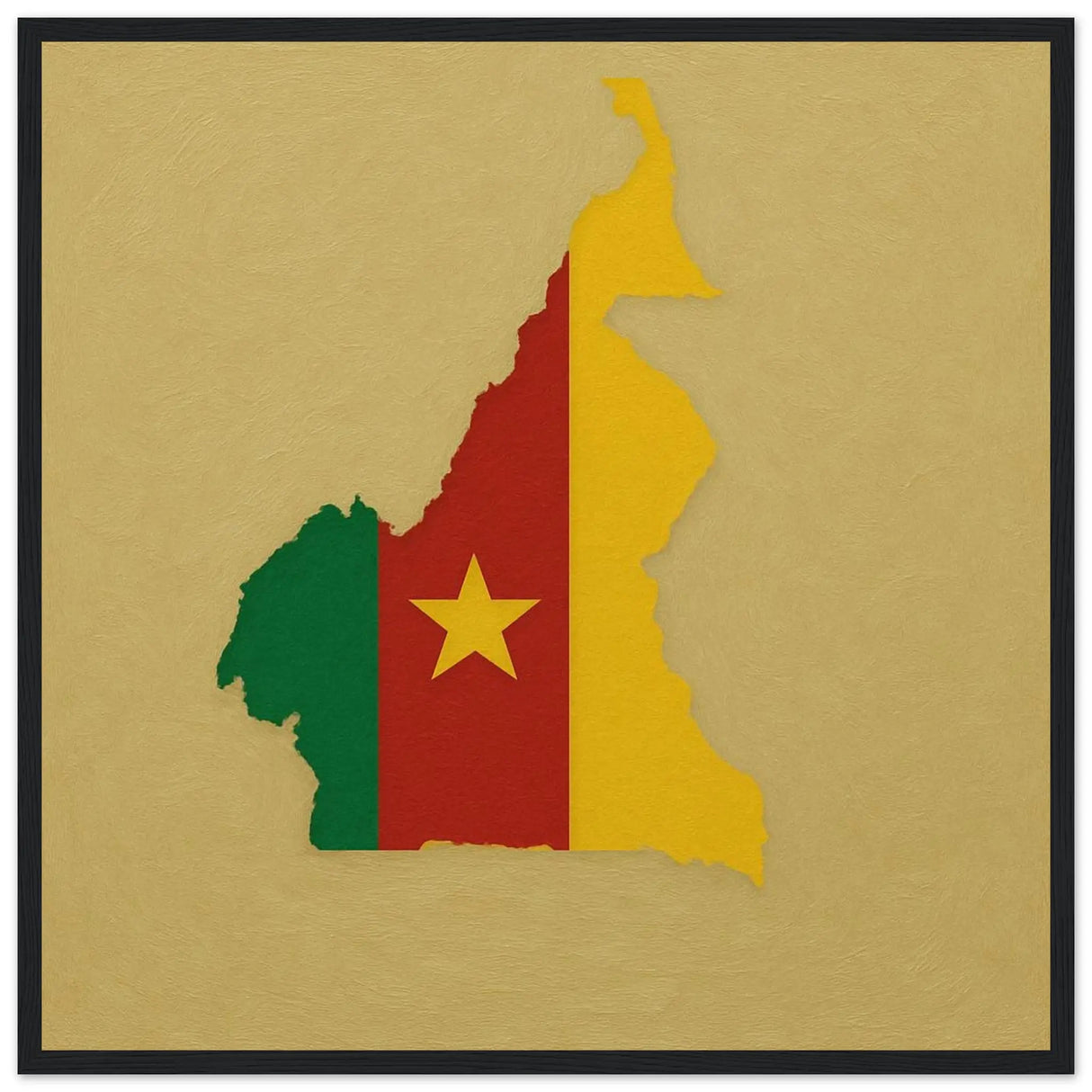 Cadre drapeau cameroun bois finition élégante décoratif