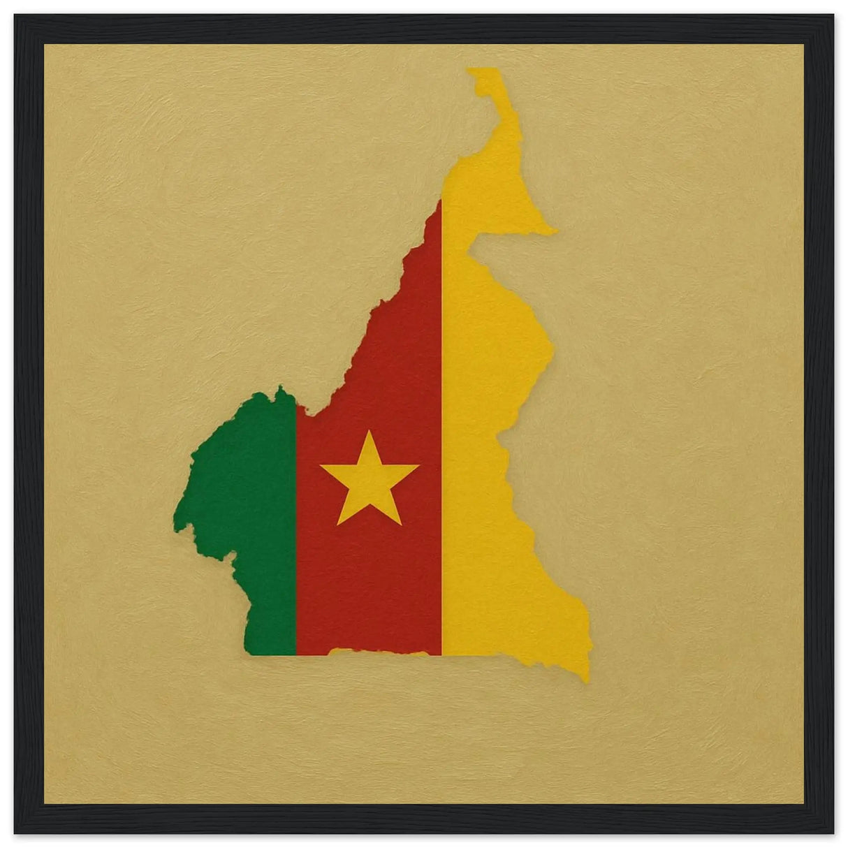 Cadre drapeau cameroun bois finition élégante décoratif