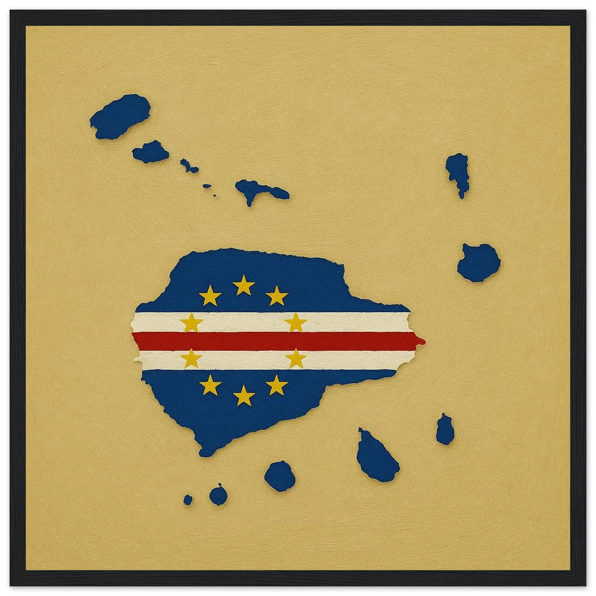 Cadre drapeau cap-vert affiche encadrée bois décoratif