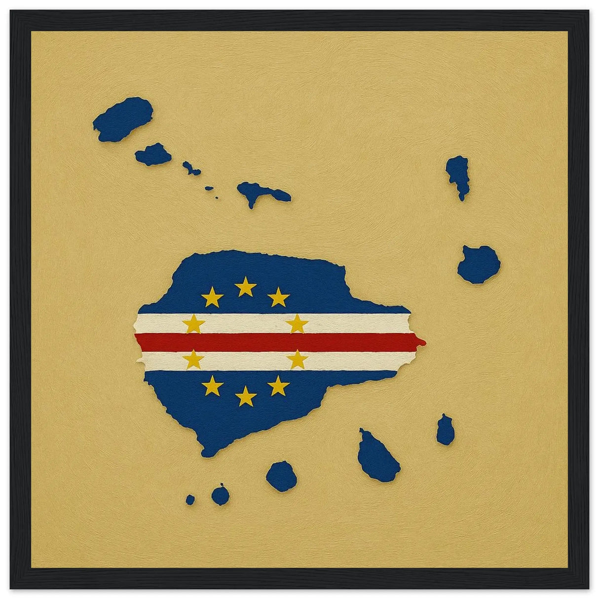 Cadre drapeau cap-vert affiche encadrée bois décoratif