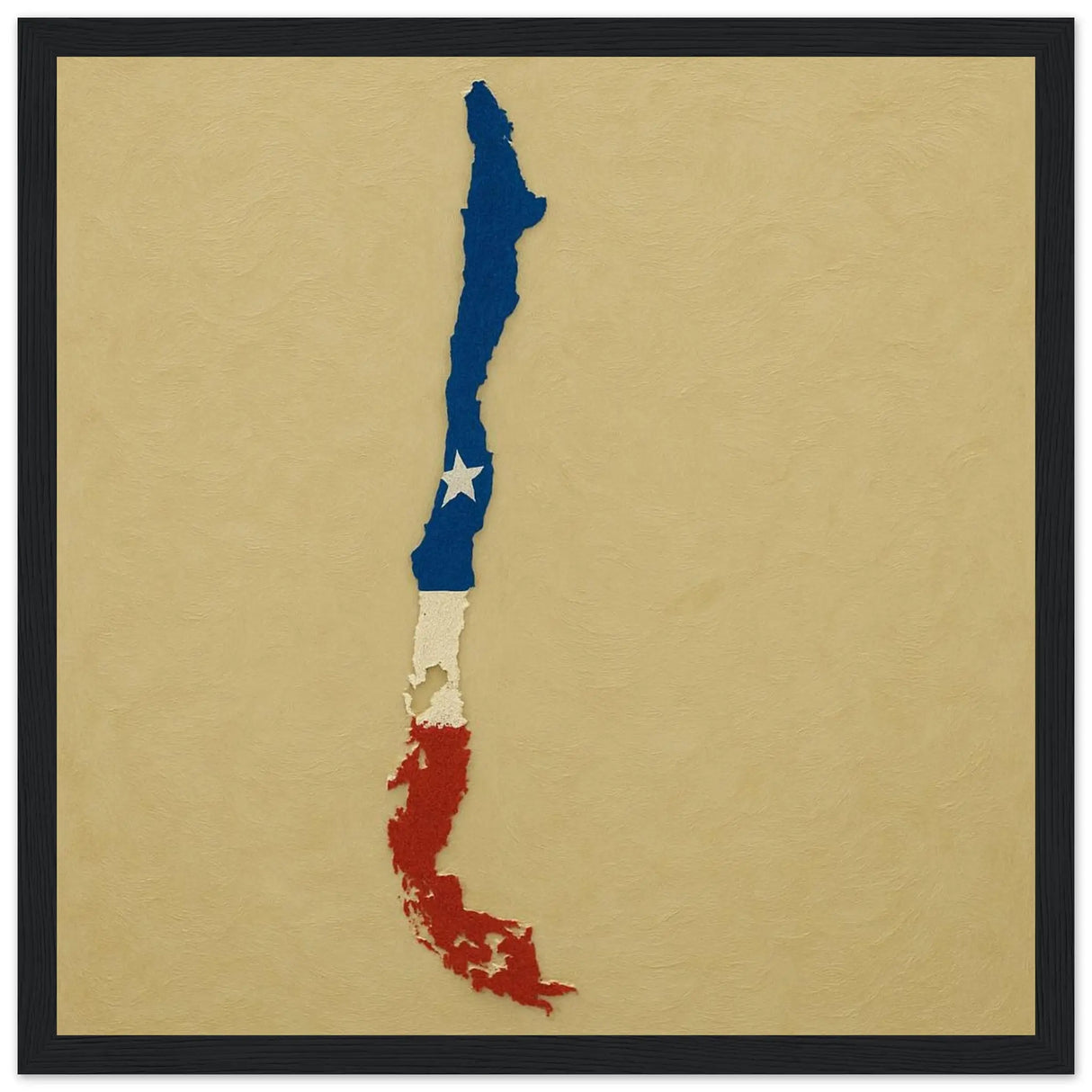 Cadre drapeau chili en bois élégant finition décorative