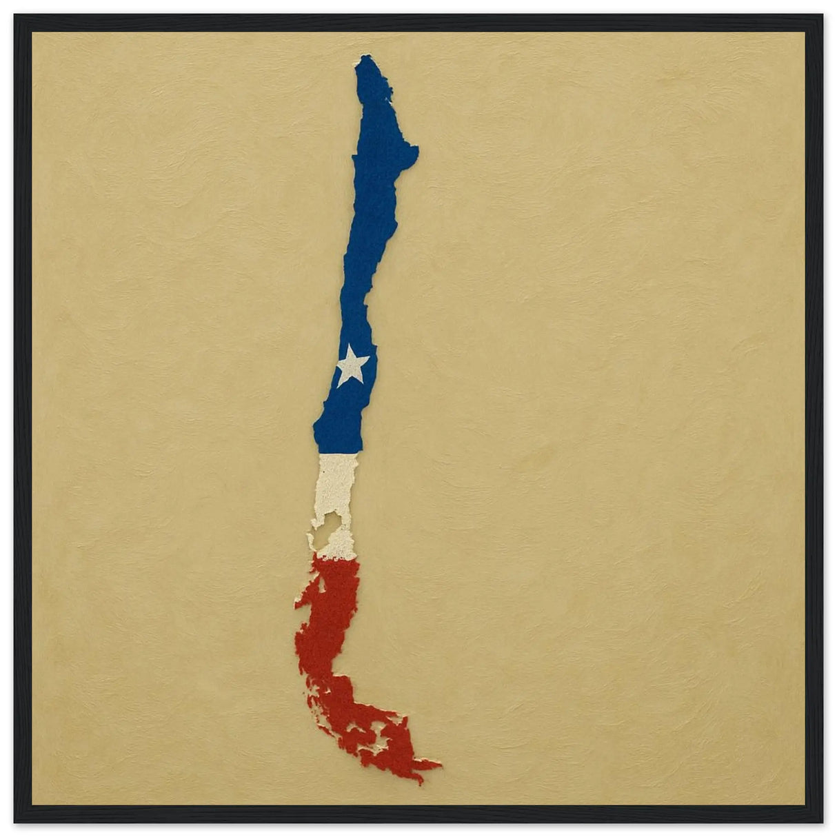 Cadre drapeau chili en bois élégant finition décorative