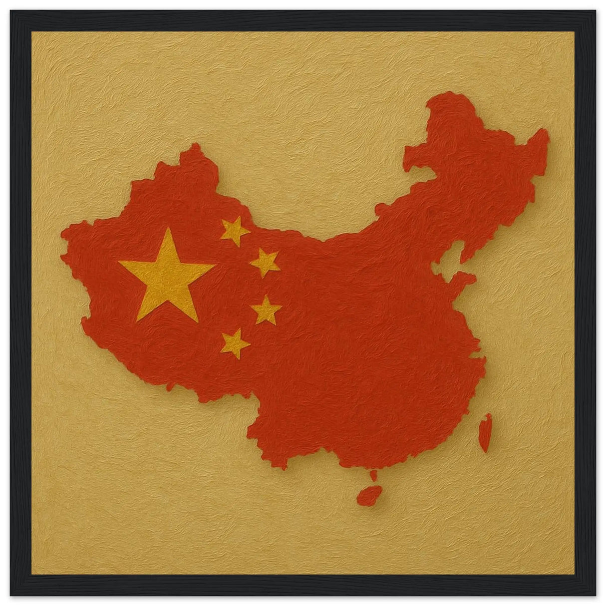 Cadre drapeau chine en bois affiche encadrée élégante