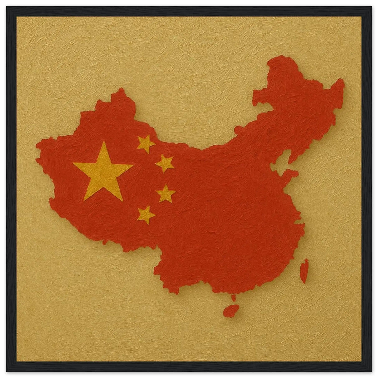 Cadre drapeau chine en bois affiche encadrée élégante