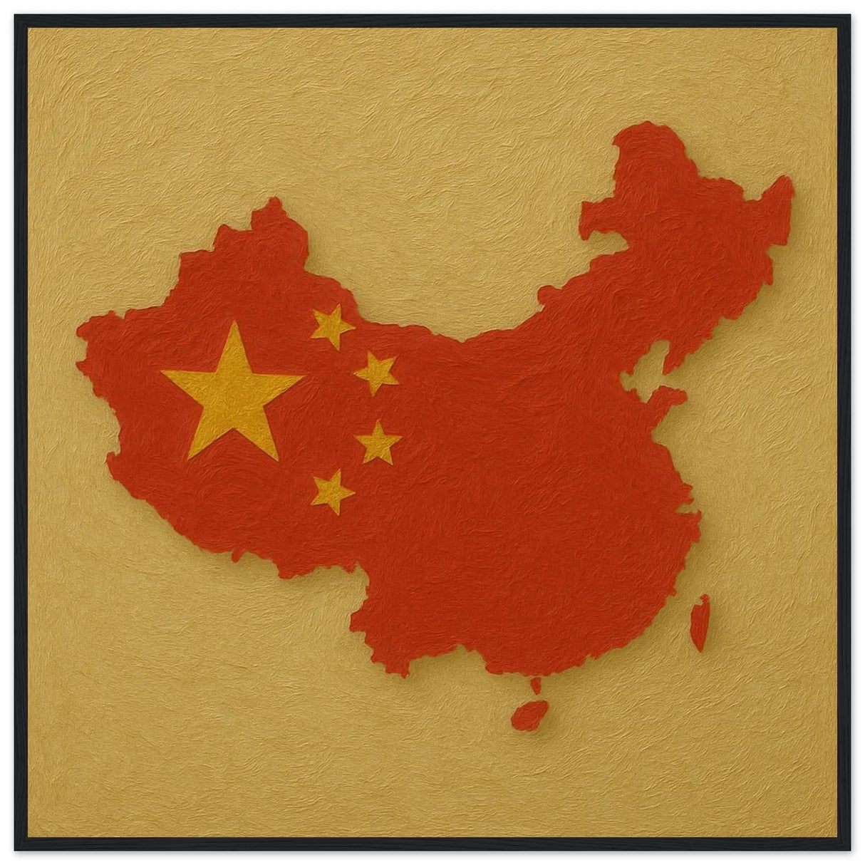 Cadre drapeau chine en bois affiche encadrée élégante