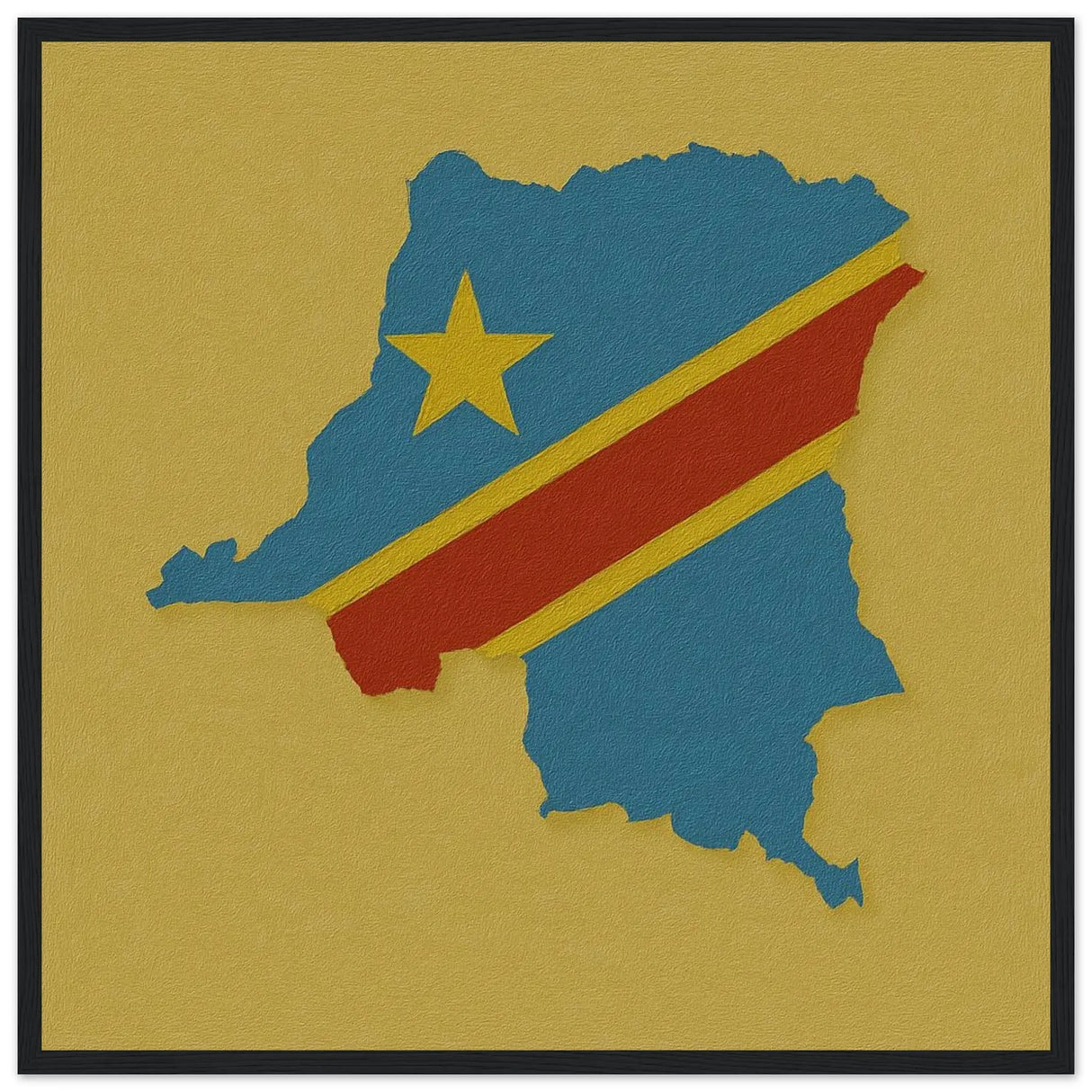 Cadre drapeau congo bois décoratif affiche encadrée