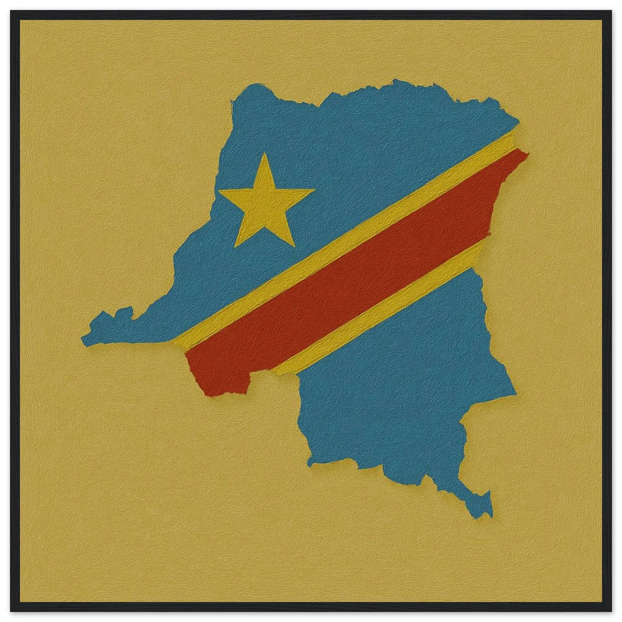 Cadre drapeau congo bois décoratif affiche encadrée