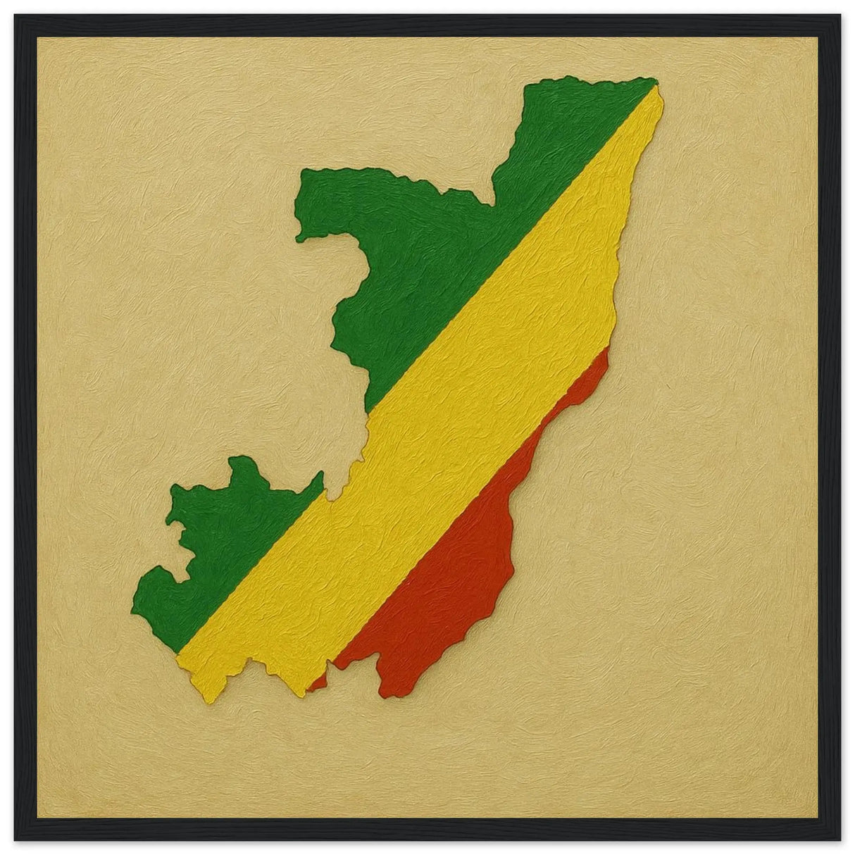 Cadre drapeau congo en bois finition décorative élégante