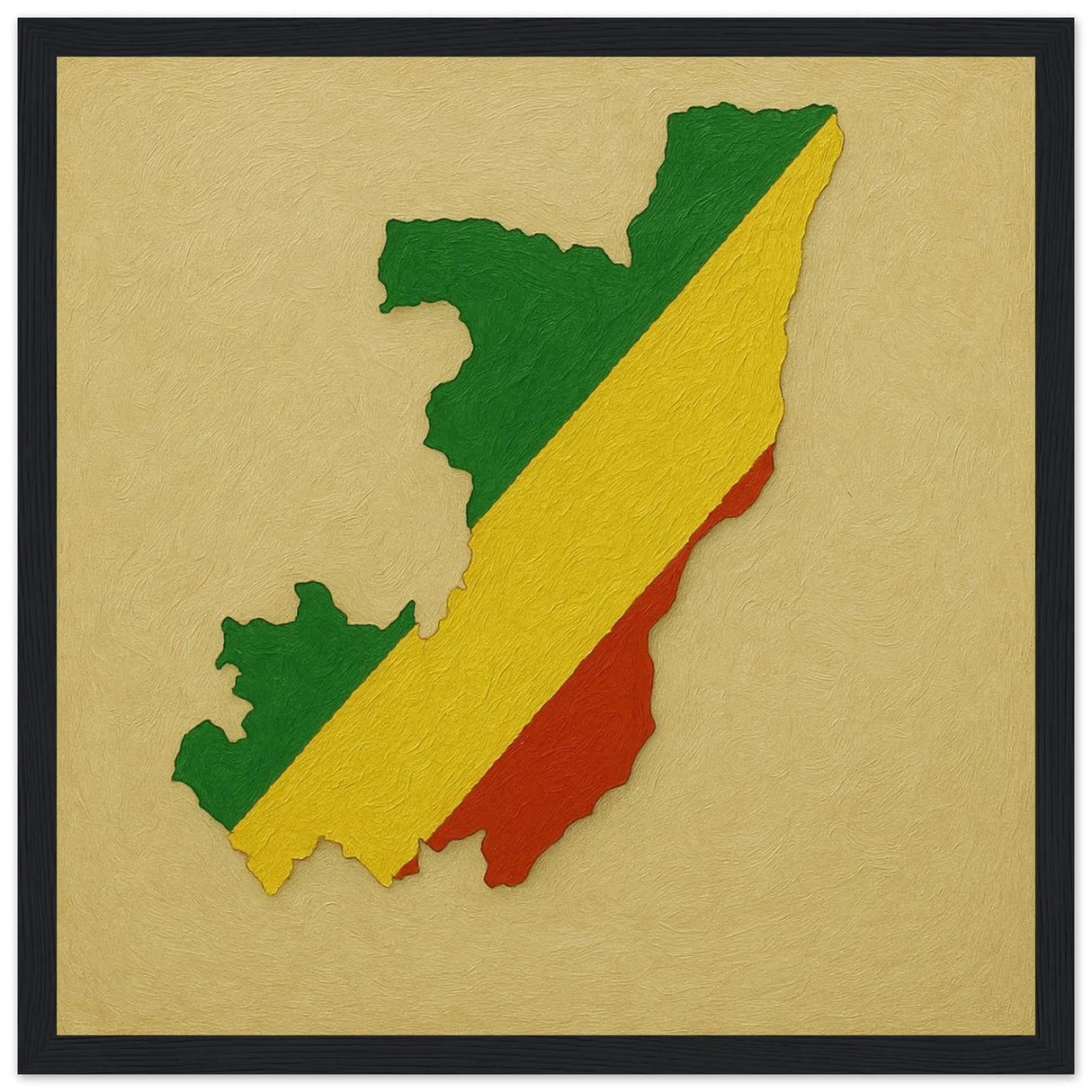 Cadre drapeau congo en bois finition décorative élégante