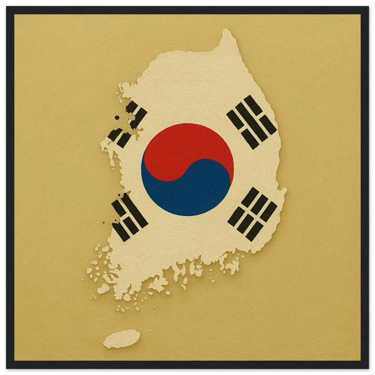 Cadre drapeau corée du sud bois affiche encadrée élégante