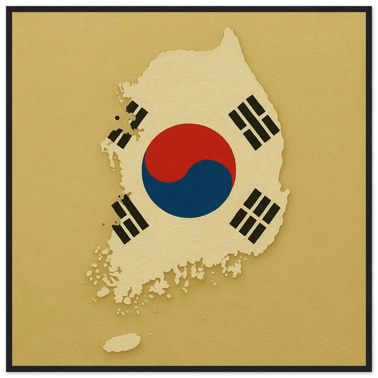 Cadre drapeau corée du sud bois affiche encadrée élégante