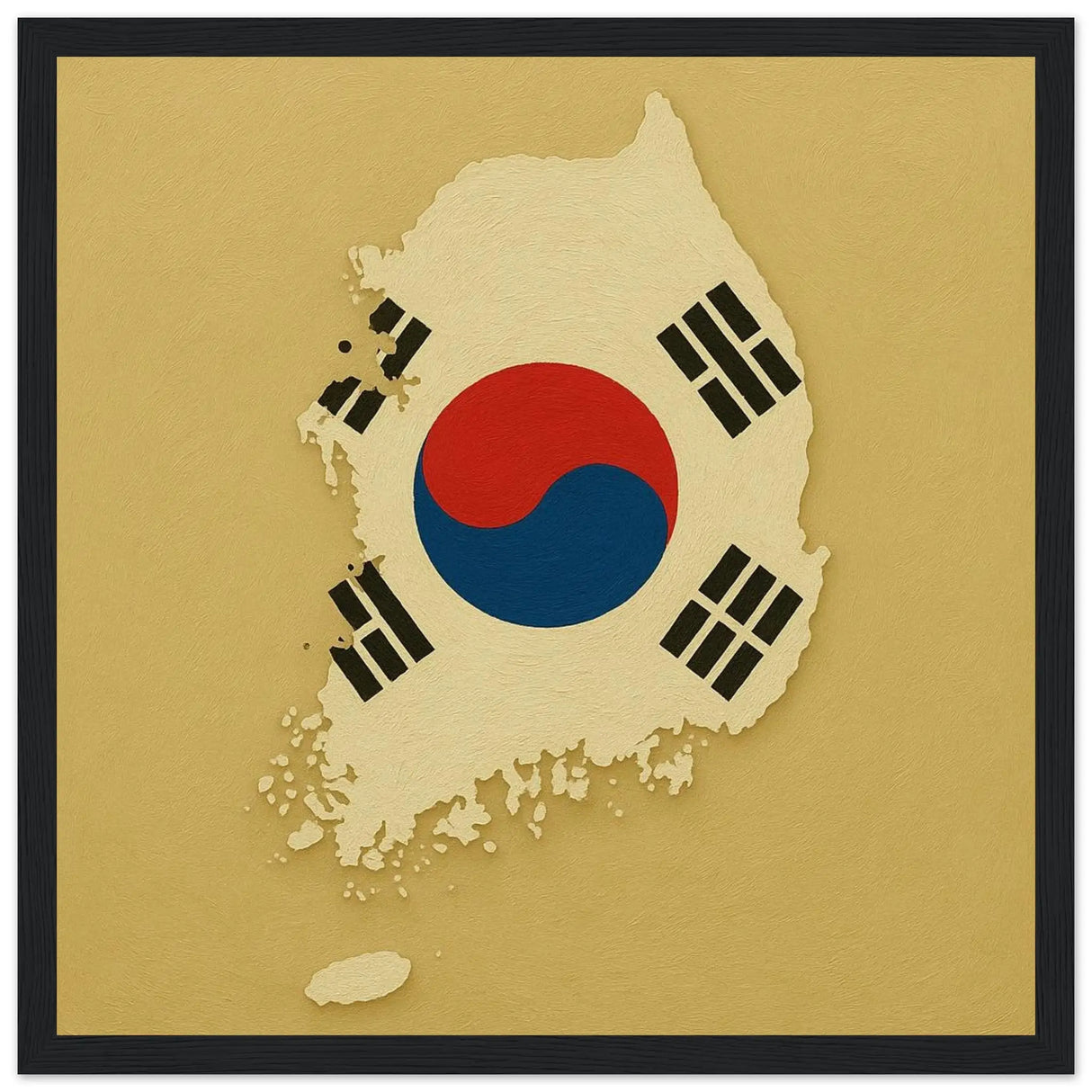 Cadre drapeau corée du sud bois affiche encadrée élégante