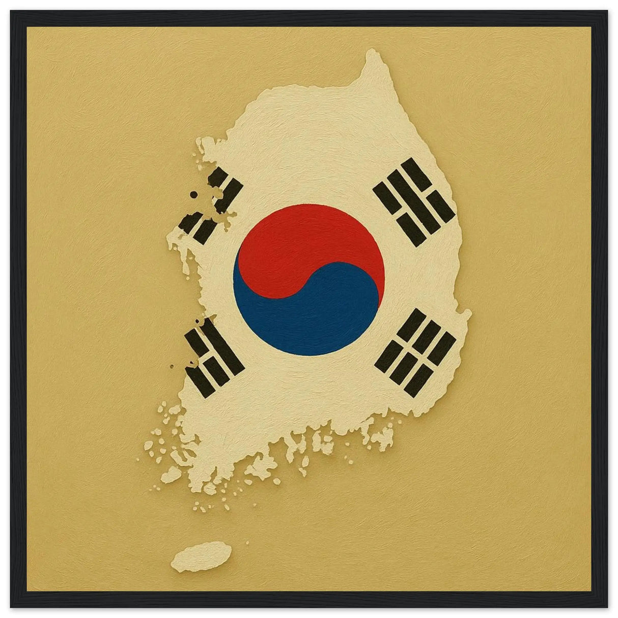 Cadre drapeau corée du sud bois affiche encadrée élégante