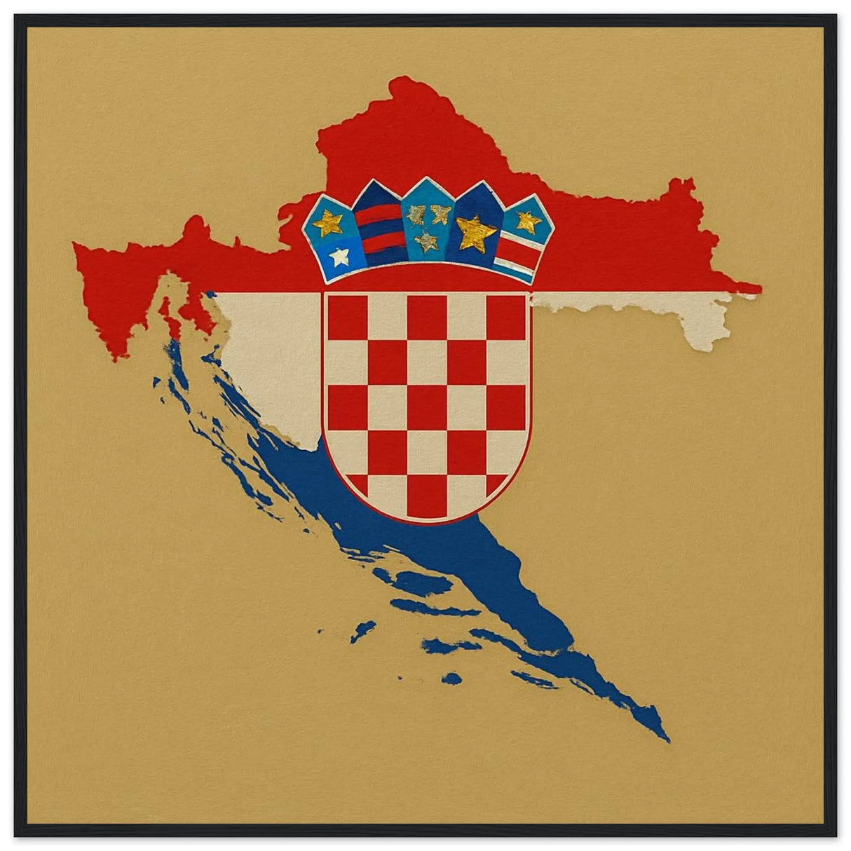 Cadre drapeau croatie en bois affiche encadrée décorative