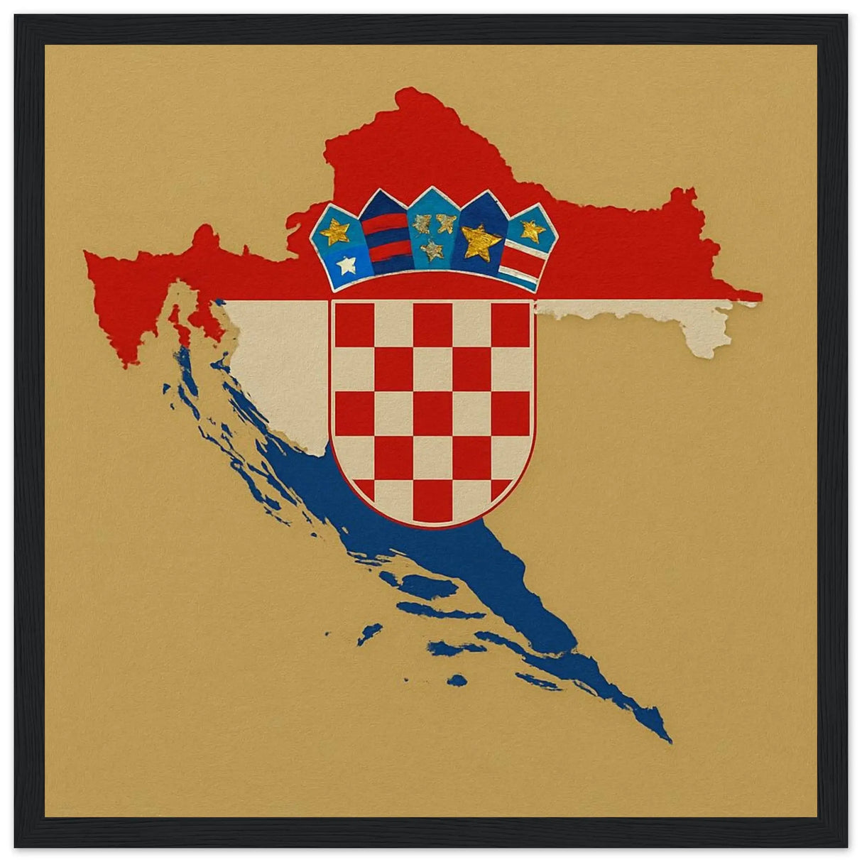 Cadre drapeau croatie en bois affiche encadrée décorative