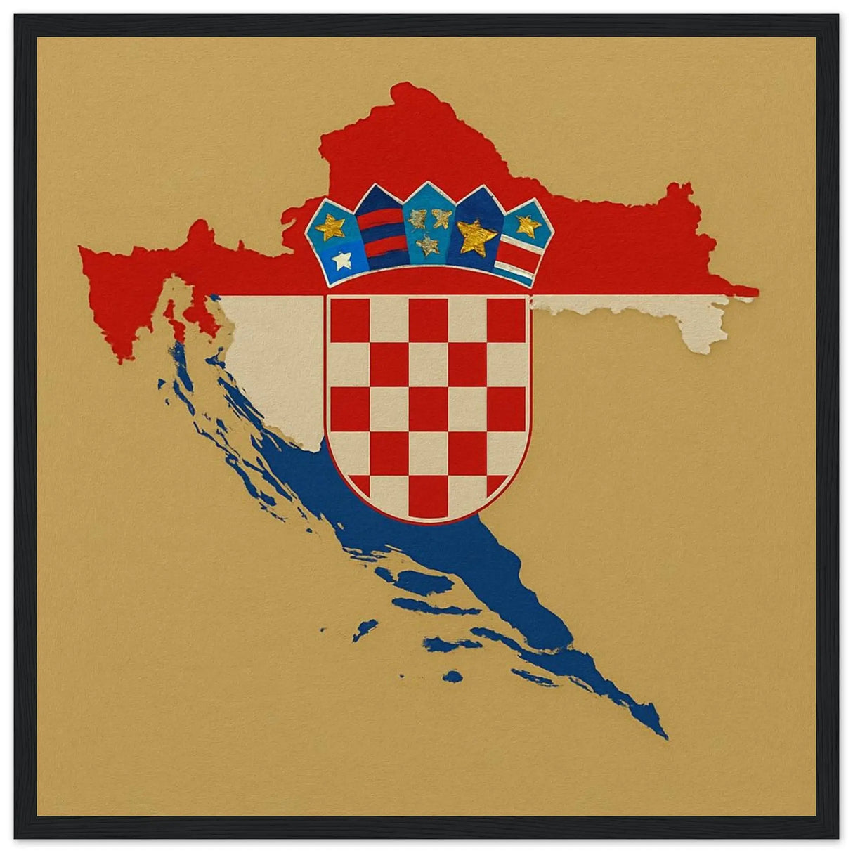 Cadre drapeau croatie en bois affiche encadrée décorative