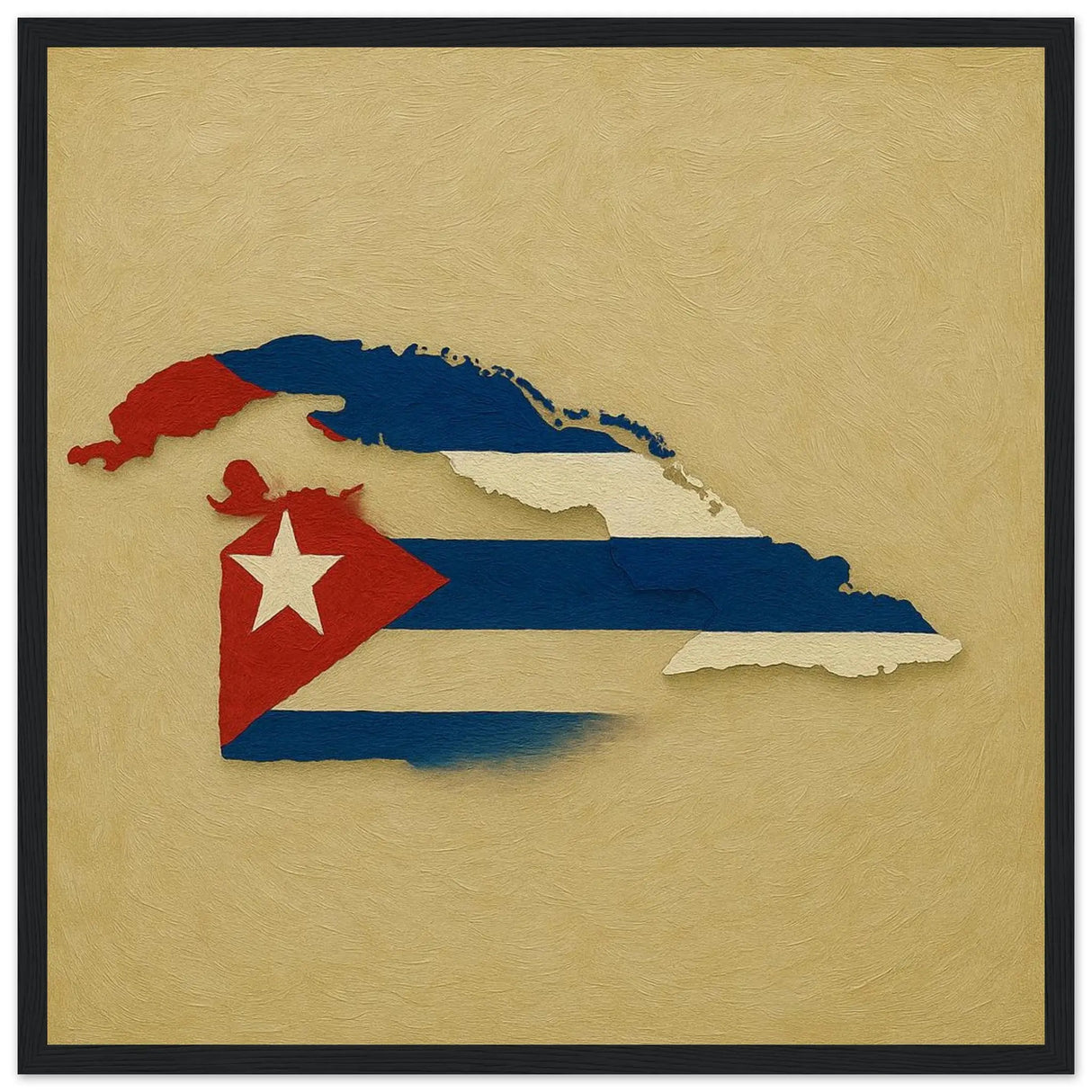 Cadre drapeau cuba en bois affiche encadrée décorative