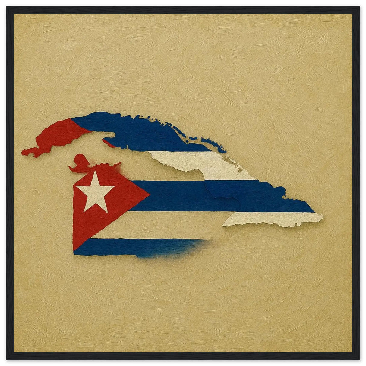 Cadre drapeau cuba en bois affiche encadrée décorative