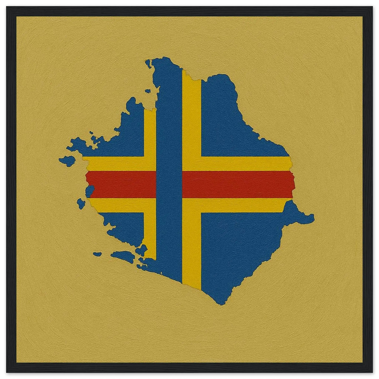 Cadre drapeau d’åland en bois finition décorative élégante