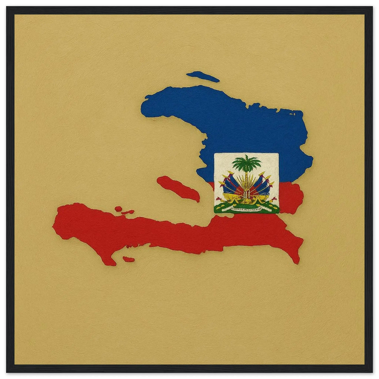 Cadre drapeau d’haïti en bois finition décorative élégante