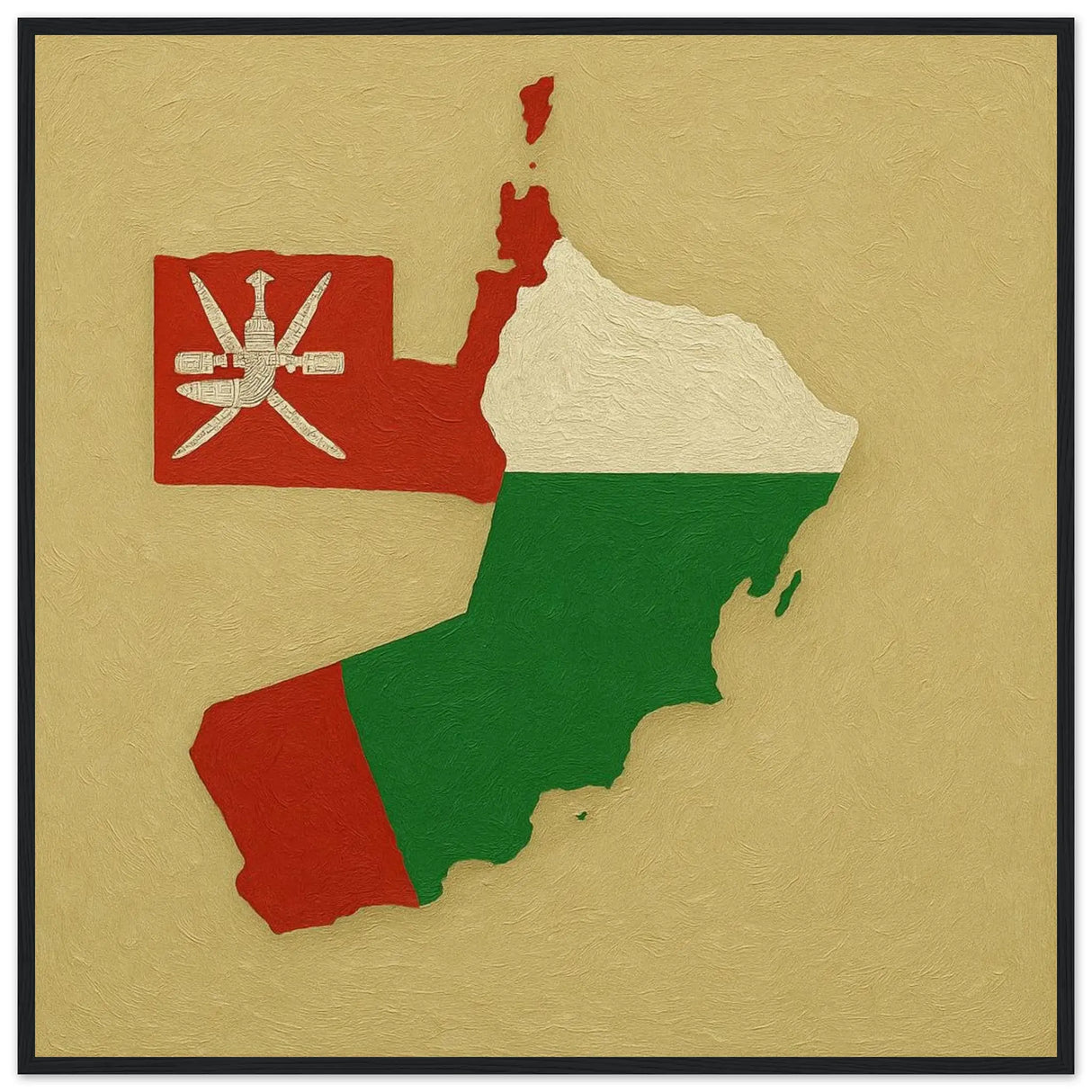 Cadre drapeau d’oman bois finition élégante décorative