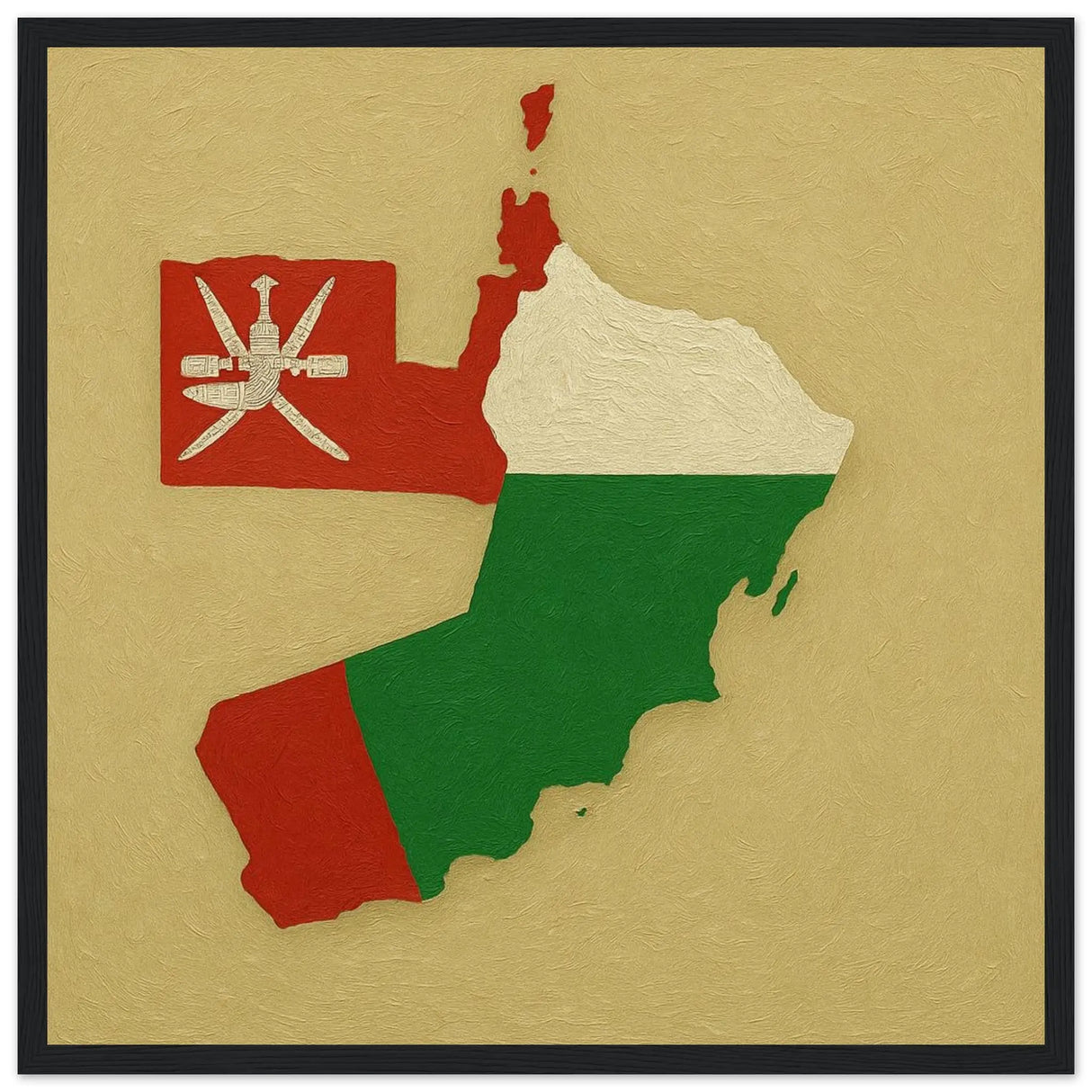 Cadre drapeau d’oman bois finition élégante décorative