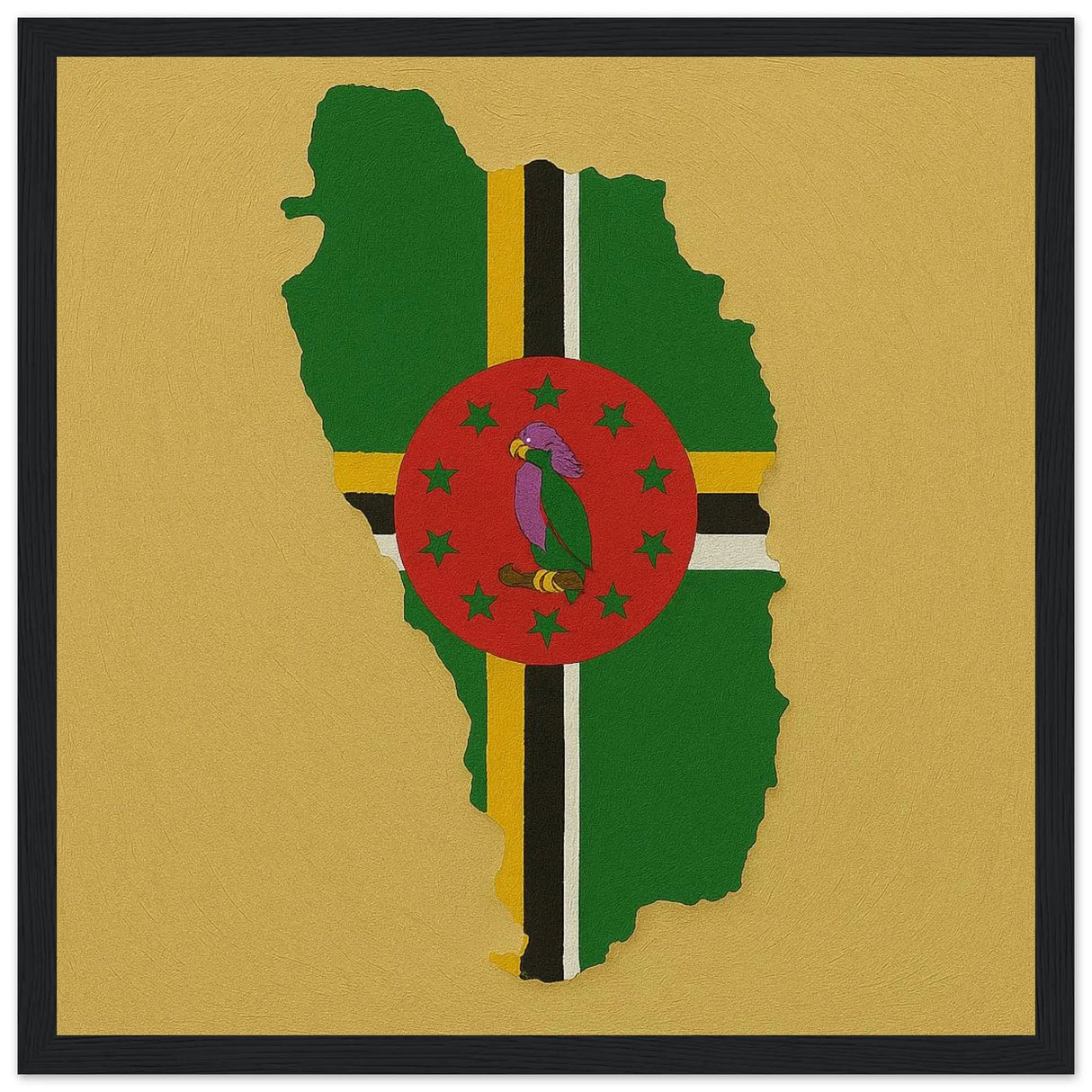 Cadre drapeau dominique en bois affiche encadrée élégante