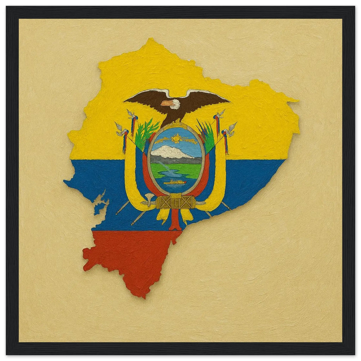 Cadre drapeau équateur en bois finition élégante