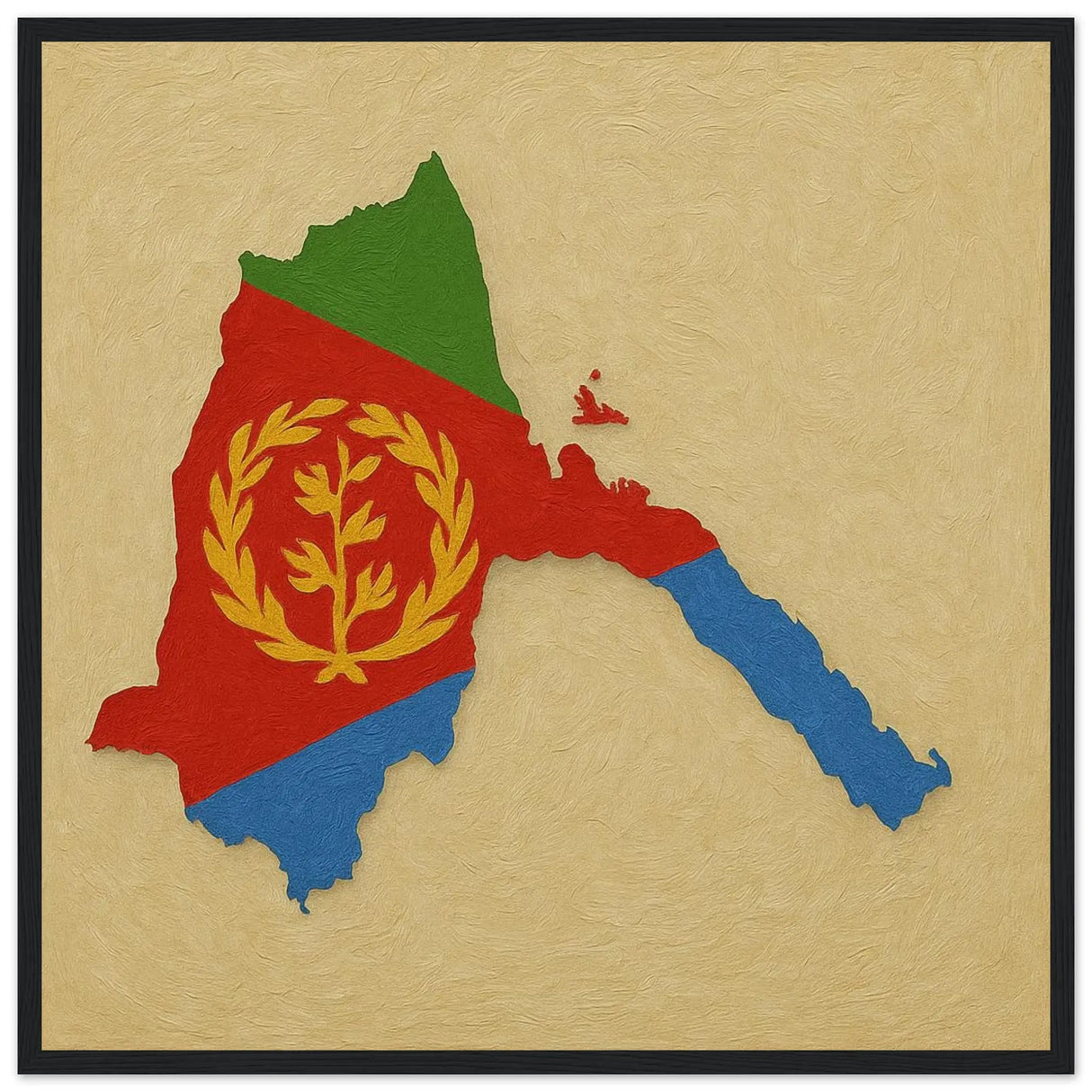 Cadre drapeau érythrée en bois finition décorative