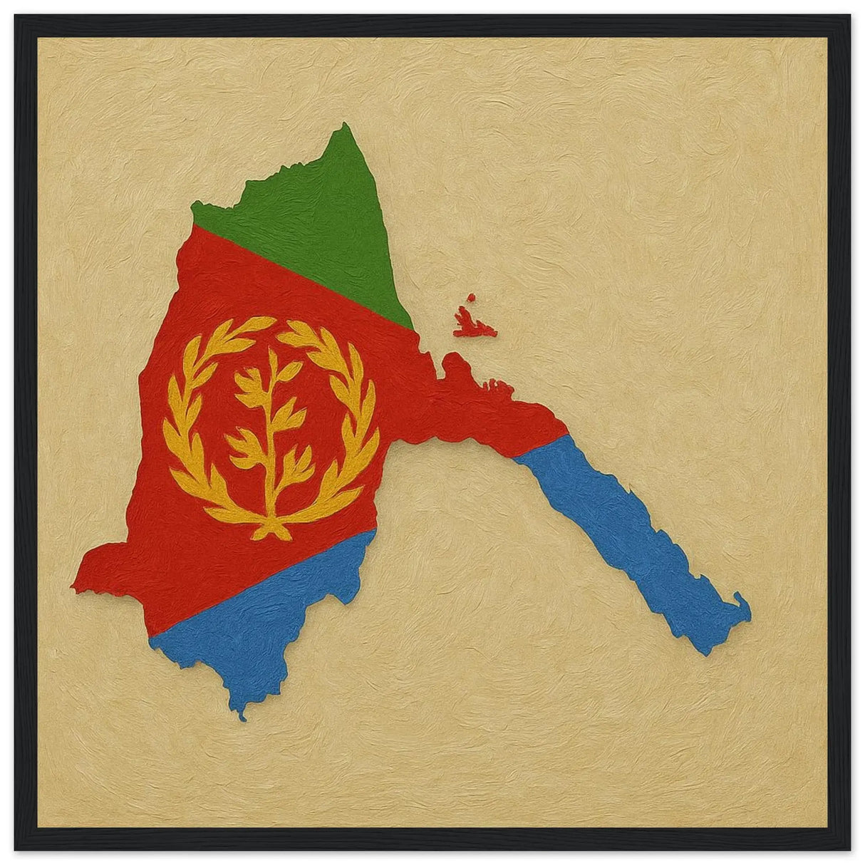 Cadre drapeau érythrée en bois finition décorative