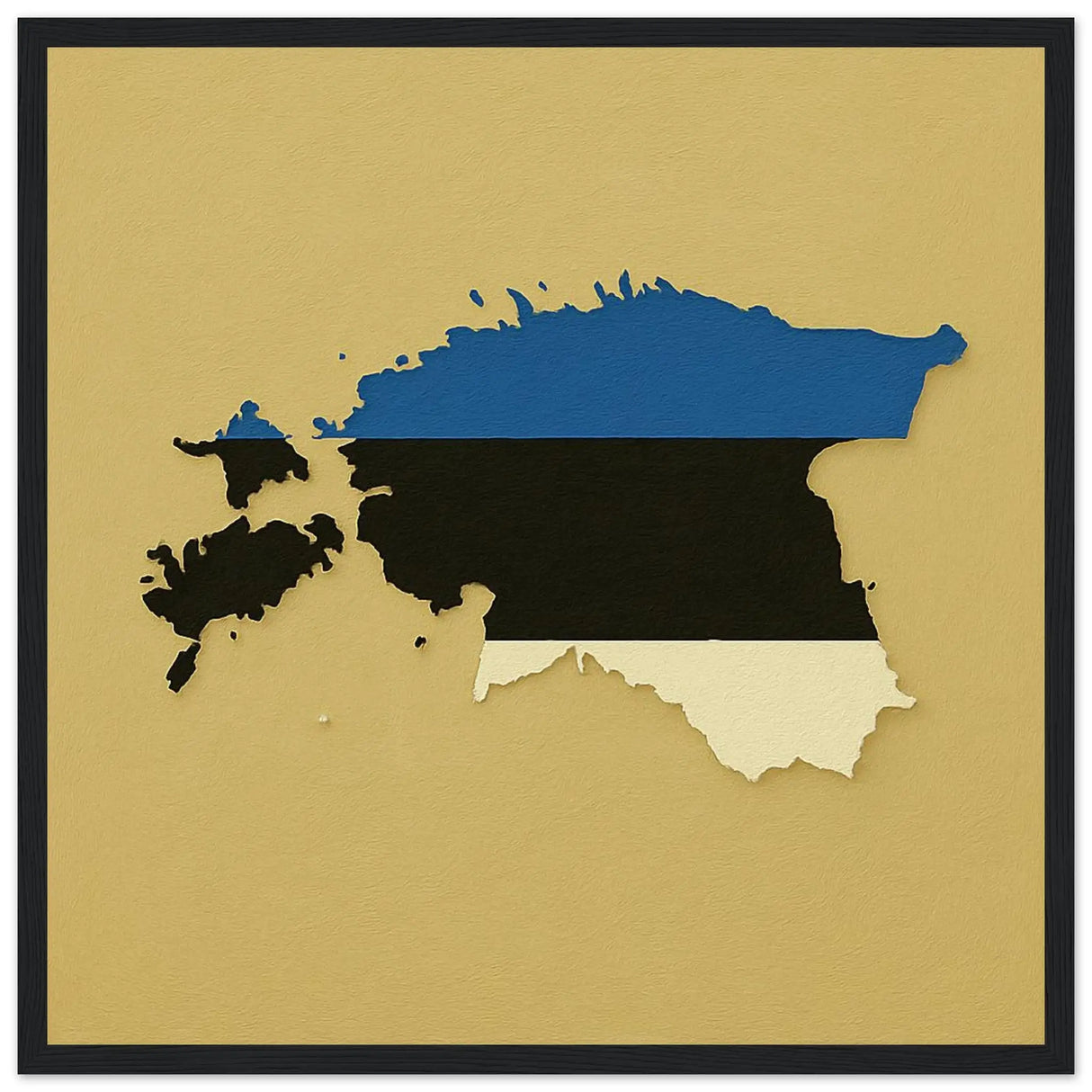 Cadre drapeau estonie bois affiche encadrée décorative