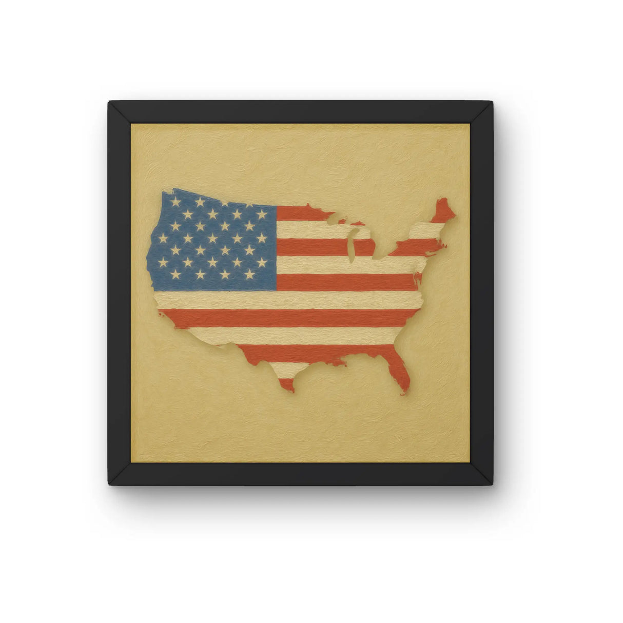 Cadre drapeau états-unis en bois affiche encadrée décor