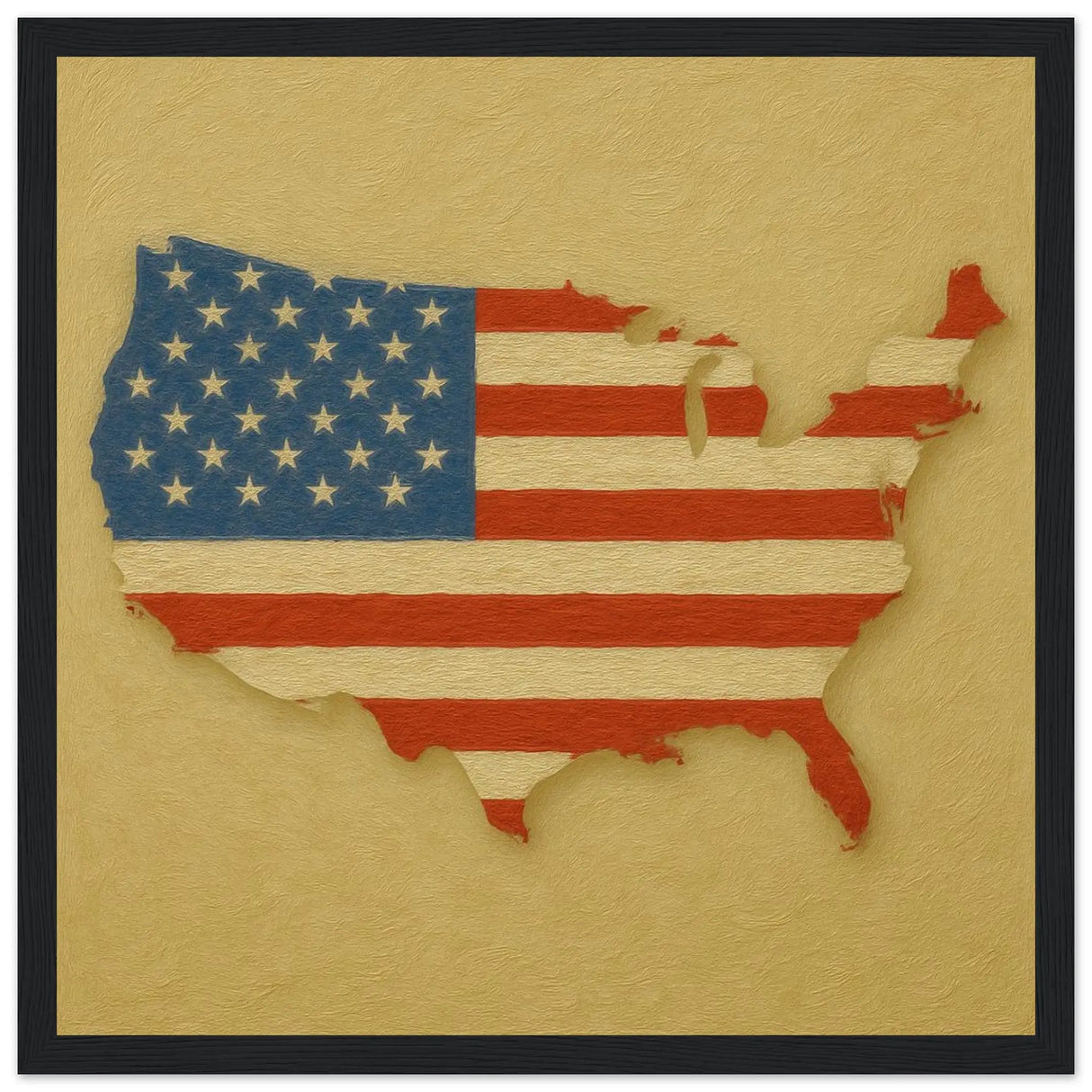 Cadre drapeau états-unis en bois affiche encadrée décor