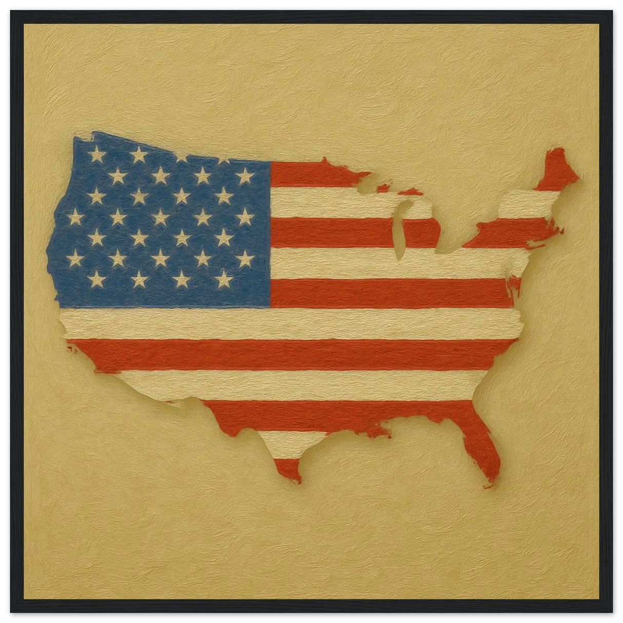 Cadre drapeau états-unis en bois affiche encadrée décor